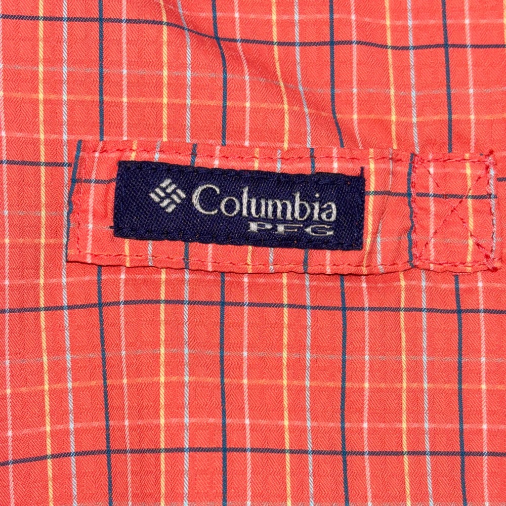 Columbia PFG Super Tamiami Fishing Shirt Womens Small Coral Plaid UPF 40 Omni - Picture 4 of 15